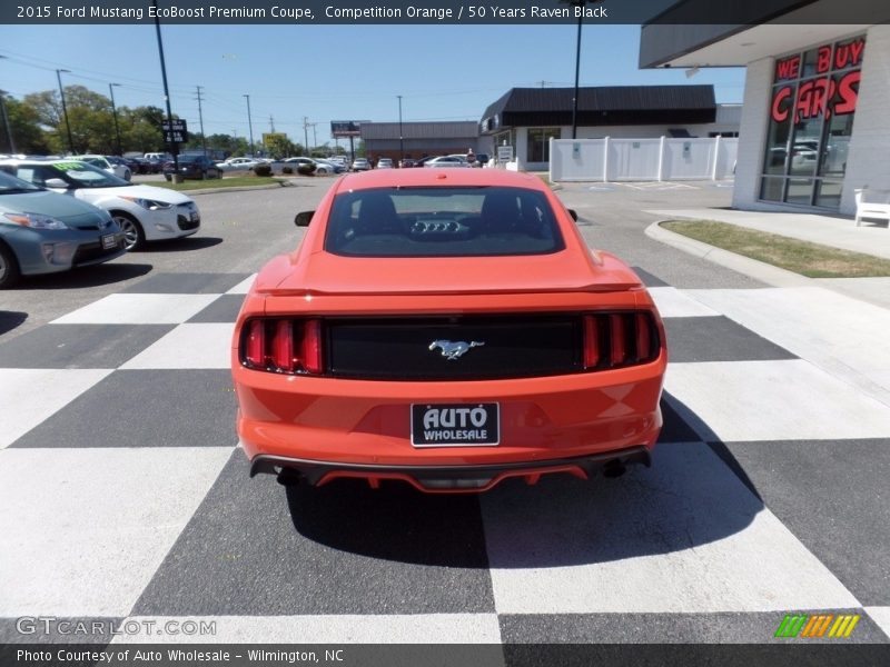 Competition Orange / 50 Years Raven Black 2015 Ford Mustang EcoBoost Premium Coupe