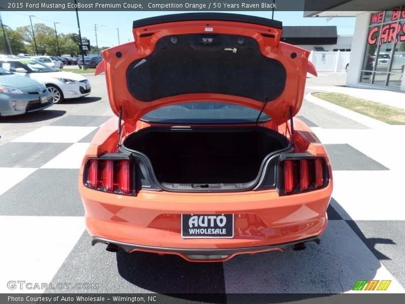 Competition Orange / 50 Years Raven Black 2015 Ford Mustang EcoBoost Premium Coupe