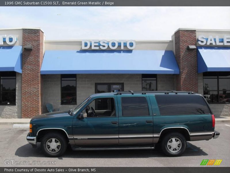 Emerald Green Metallic / Beige 1996 GMC Suburban C1500 SLT