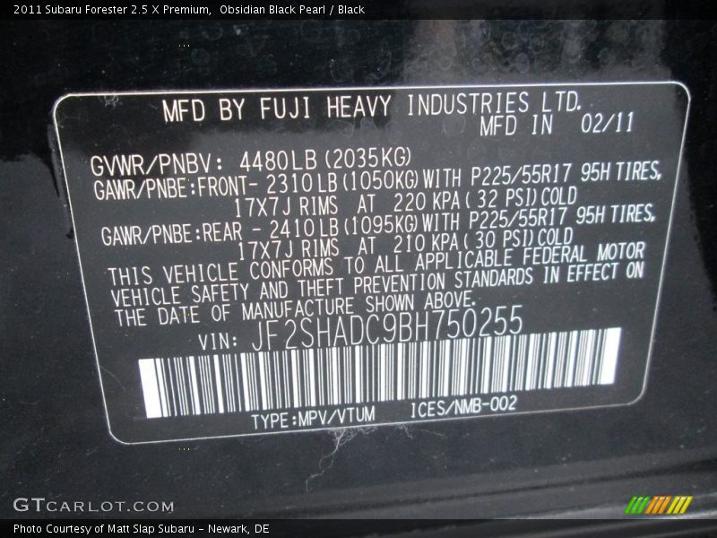 Obsidian Black Pearl / Black 2011 Subaru Forester 2.5 X Premium