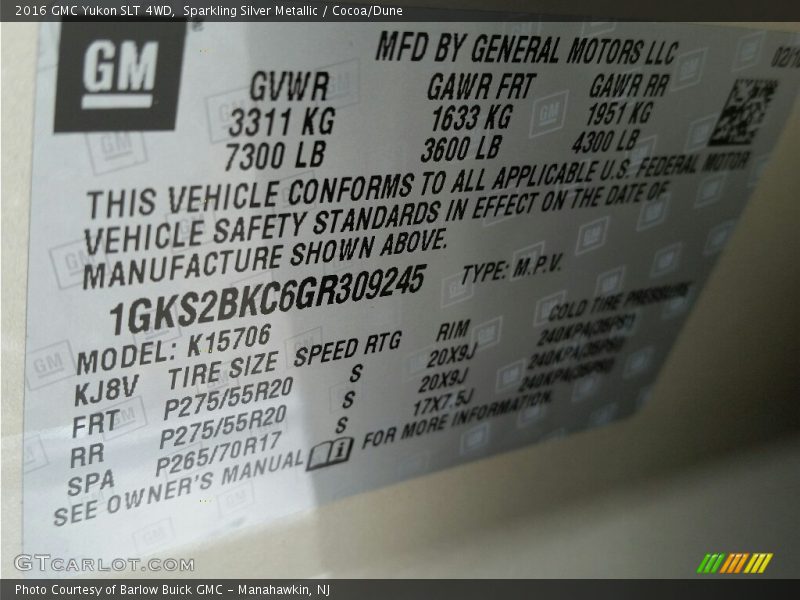 Sparkling Silver Metallic / Cocoa/Dune 2016 GMC Yukon SLT 4WD
