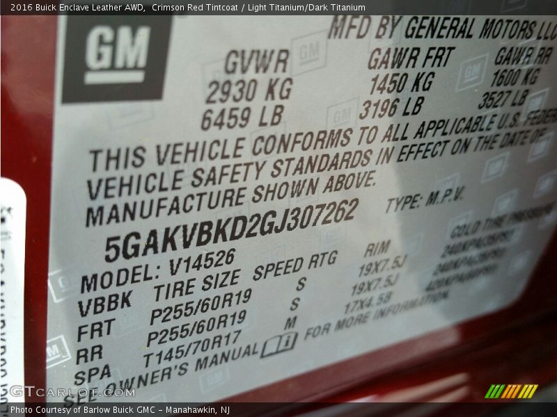 Crimson Red Tintcoat / Light Titanium/Dark Titanium 2016 Buick Enclave Leather AWD