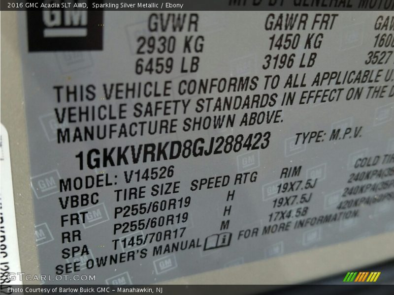 Sparkling Silver Metallic / Ebony 2016 GMC Acadia SLT AWD