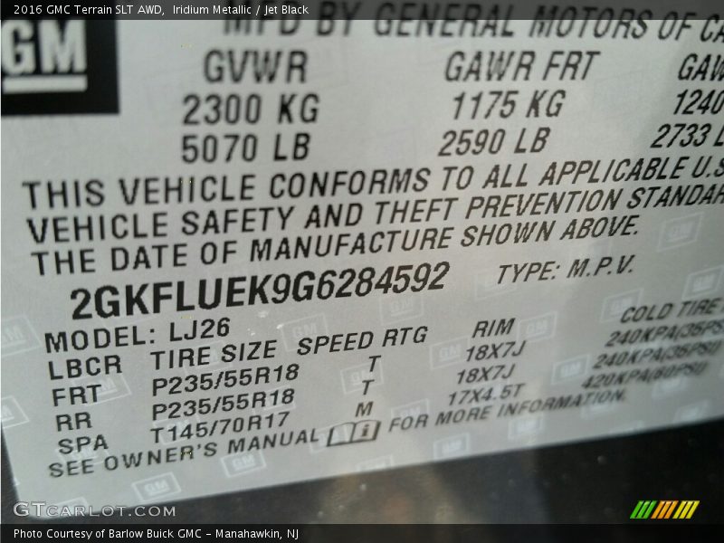 Iridium Metallic / Jet Black 2016 GMC Terrain SLT AWD