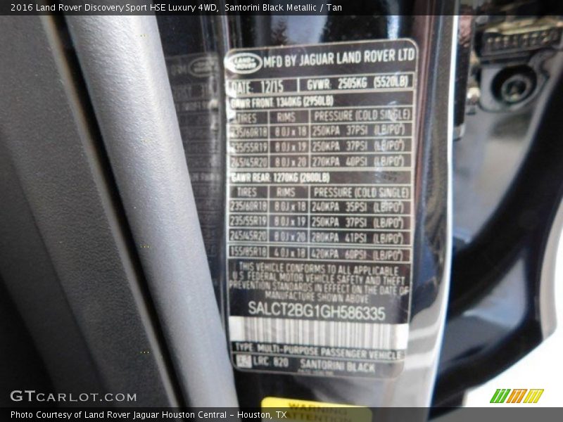 Santorini Black Metallic / Tan 2016 Land Rover Discovery Sport HSE Luxury 4WD