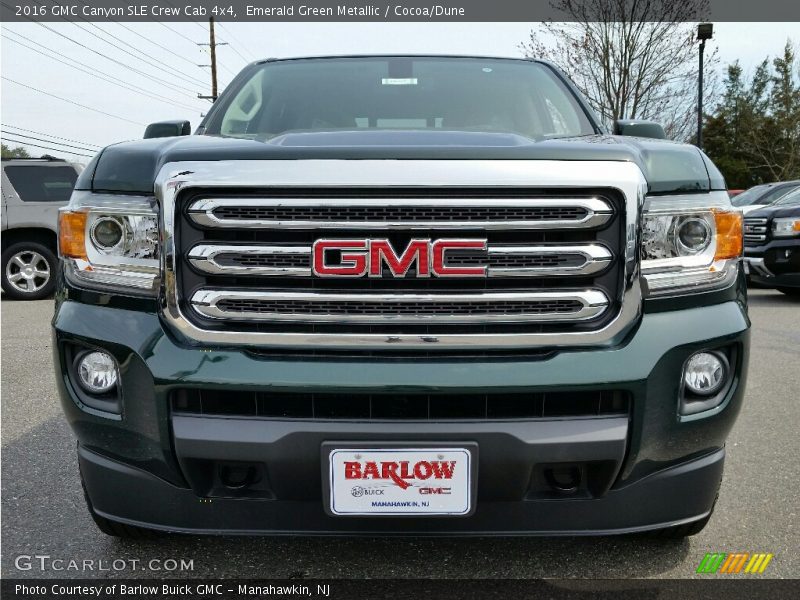 Emerald Green Metallic / Cocoa/Dune 2016 GMC Canyon SLE Crew Cab 4x4