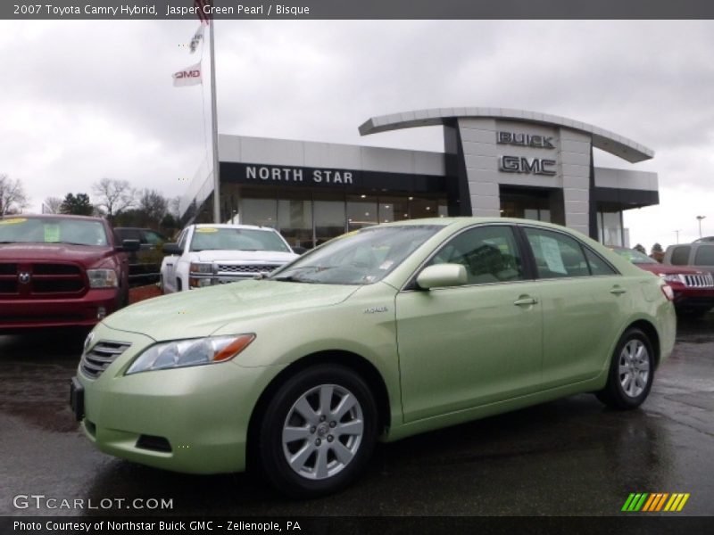 Jasper Green Pearl / Bisque 2007 Toyota Camry Hybrid