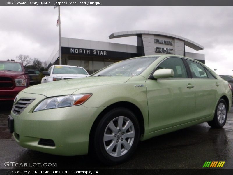 Jasper Green Pearl / Bisque 2007 Toyota Camry Hybrid