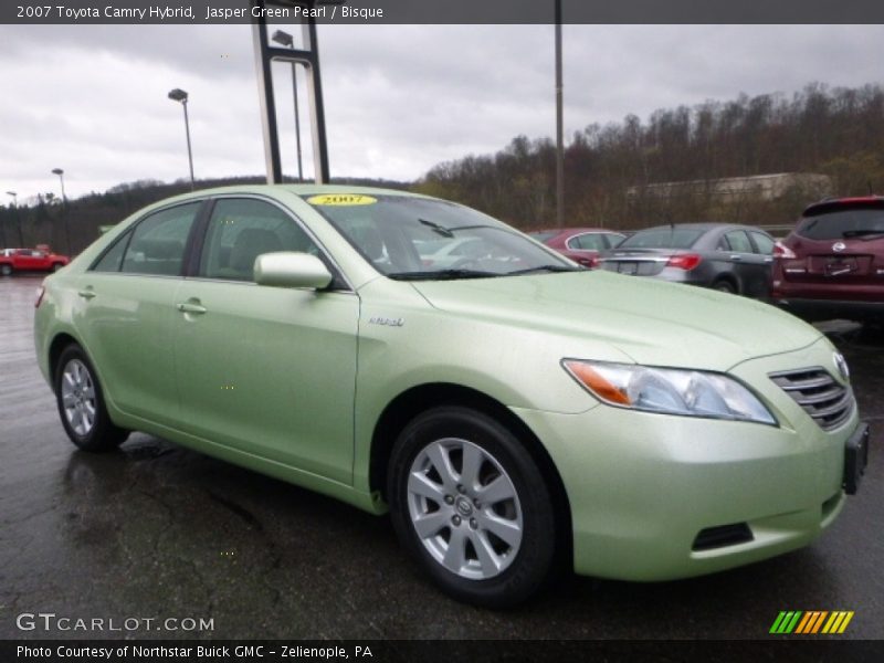 Jasper Green Pearl / Bisque 2007 Toyota Camry Hybrid