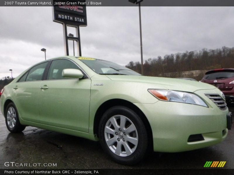 Jasper Green Pearl / Bisque 2007 Toyota Camry Hybrid