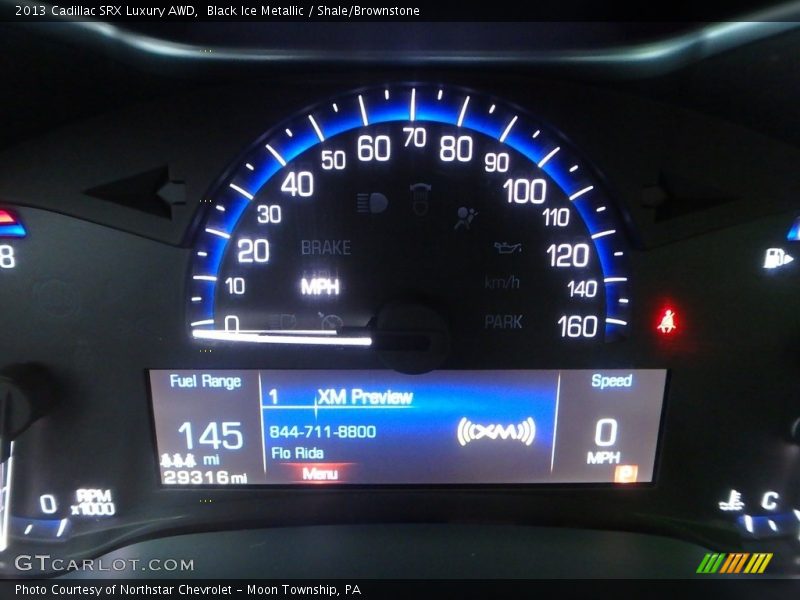 Black Ice Metallic / Shale/Brownstone 2013 Cadillac SRX Luxury AWD