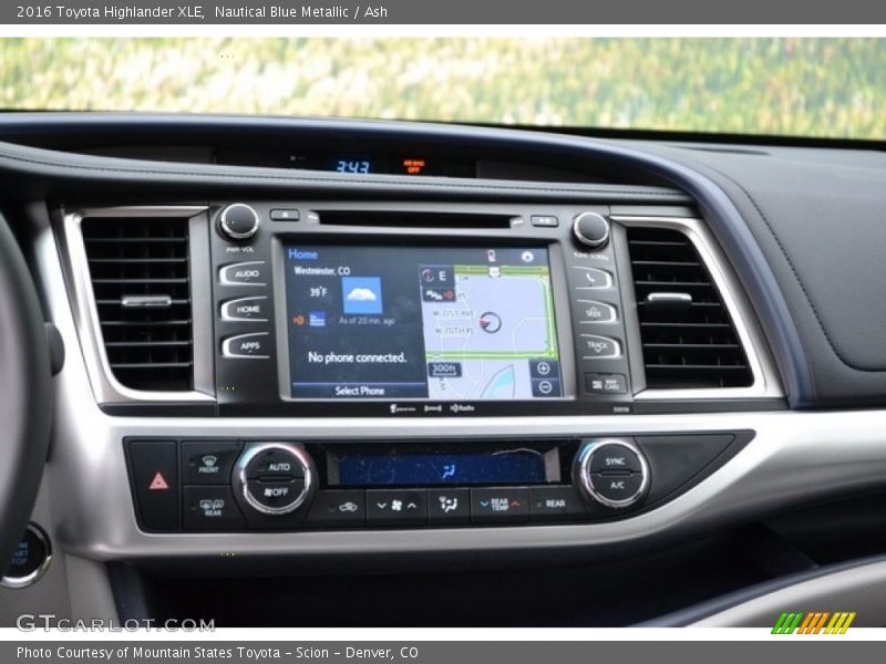 Nautical Blue Metallic / Ash 2016 Toyota Highlander XLE