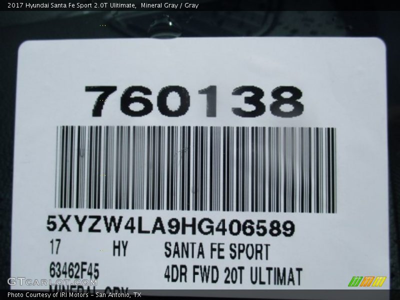 Mineral Gray / Gray 2017 Hyundai Santa Fe Sport 2.0T Ulitimate