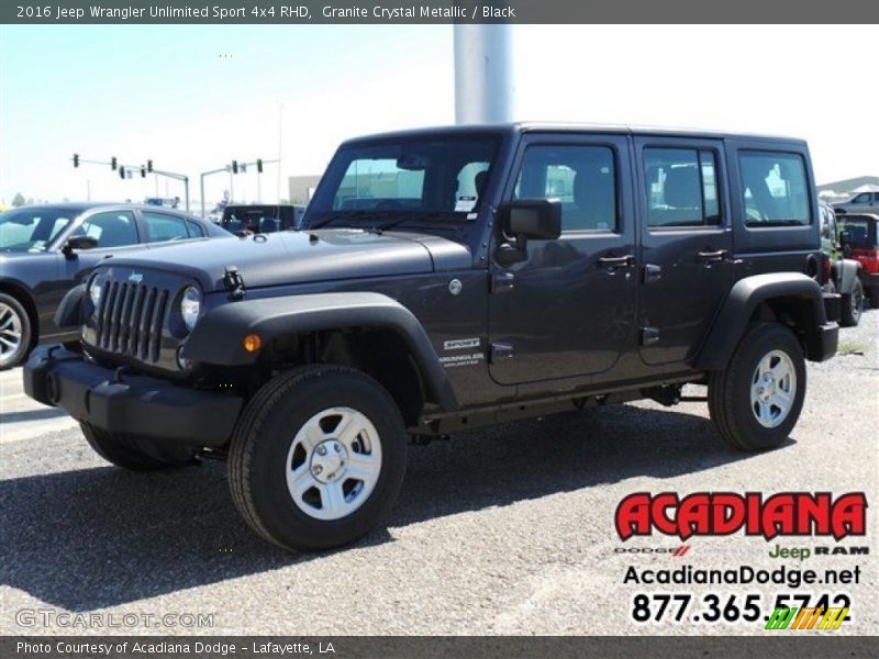 Granite Crystal Metallic / Black 2016 Jeep Wrangler Unlimited Sport 4x4 RHD