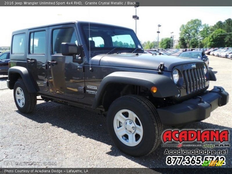 Granite Crystal Metallic / Black 2016 Jeep Wrangler Unlimited Sport 4x4 RHD