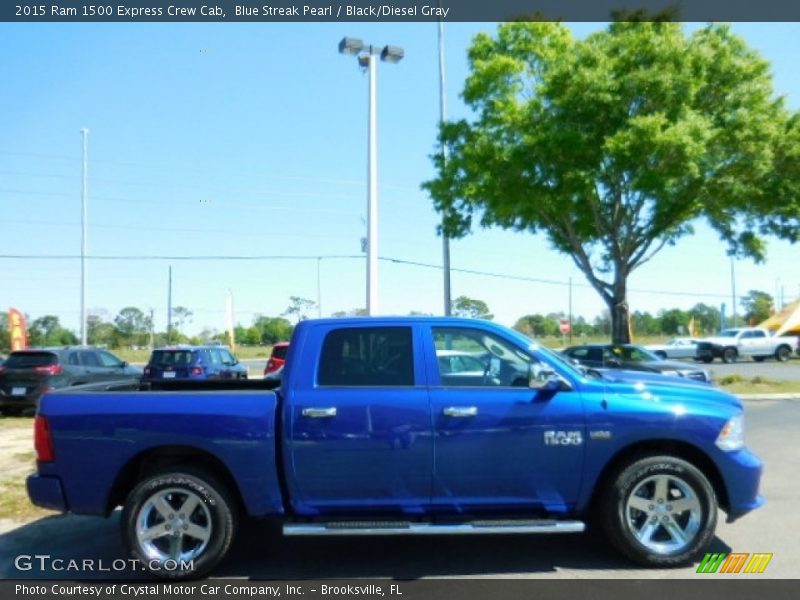 Blue Streak Pearl / Black/Diesel Gray 2015 Ram 1500 Express Crew Cab