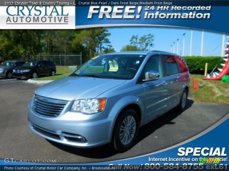 Crystal Blue Pearl / Dark Frost Beige/Medium Frost Beige 2013 Chrysler Town & Country Touring - L