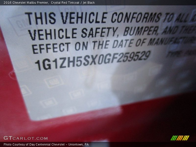 Crystal Red Tintcoat / Jet Black 2016 Chevrolet Malibu Premier