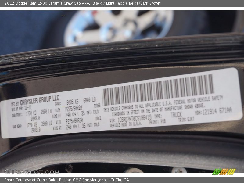 Black / Light Pebble Beige/Bark Brown 2012 Dodge Ram 1500 Laramie Crew Cab 4x4