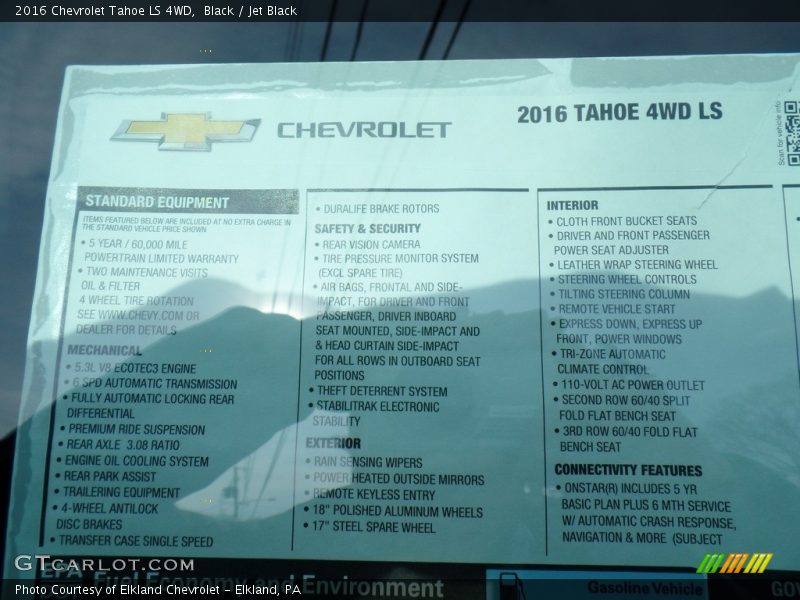 Black / Jet Black 2016 Chevrolet Tahoe LS 4WD