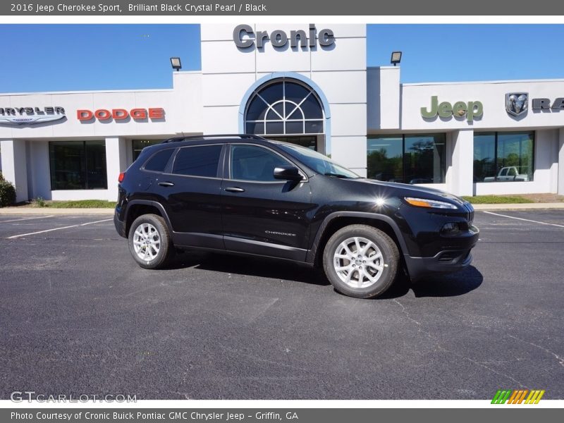 Brilliant Black Crystal Pearl / Black 2016 Jeep Cherokee Sport