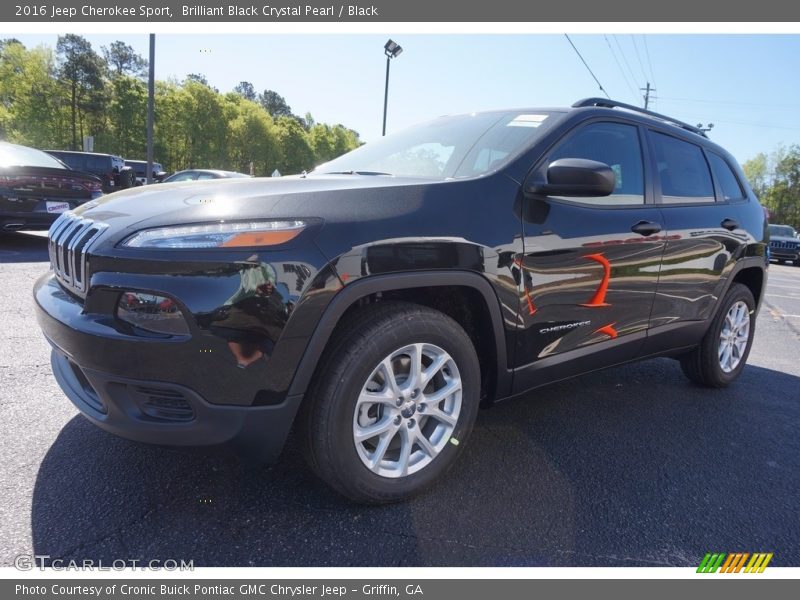 Brilliant Black Crystal Pearl / Black 2016 Jeep Cherokee Sport