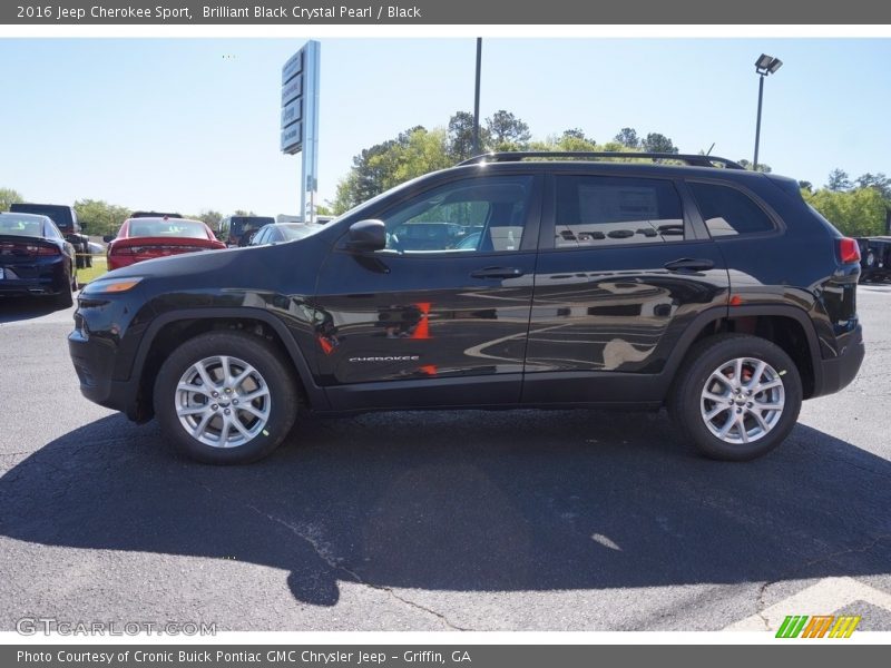 Brilliant Black Crystal Pearl / Black 2016 Jeep Cherokee Sport