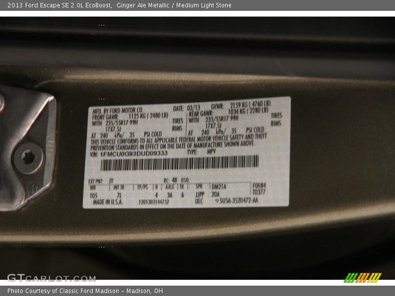 Ginger Ale Metallic / Medium Light Stone 2013 Ford Escape SE 2.0L EcoBoost