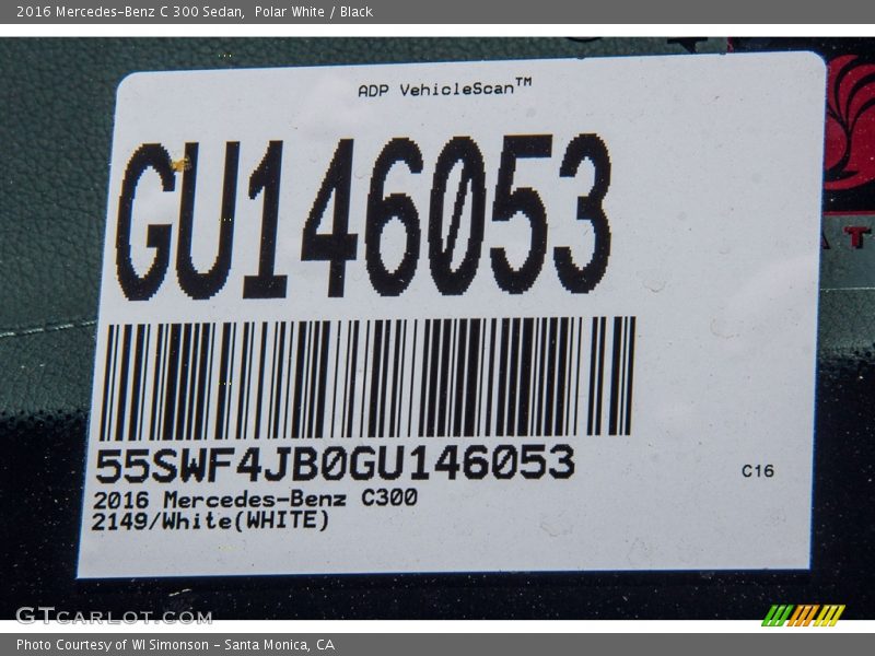 Polar White / Black 2016 Mercedes-Benz C 300 Sedan