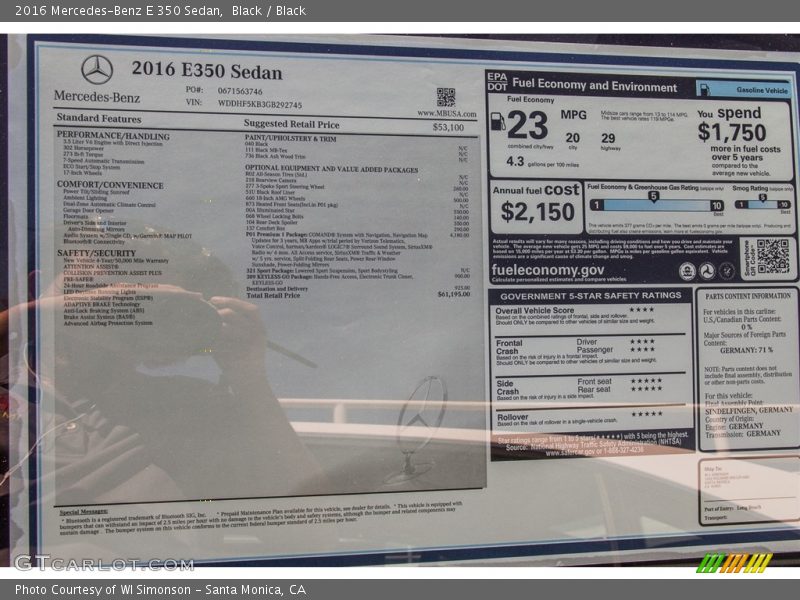 Black / Black 2016 Mercedes-Benz E 350 Sedan