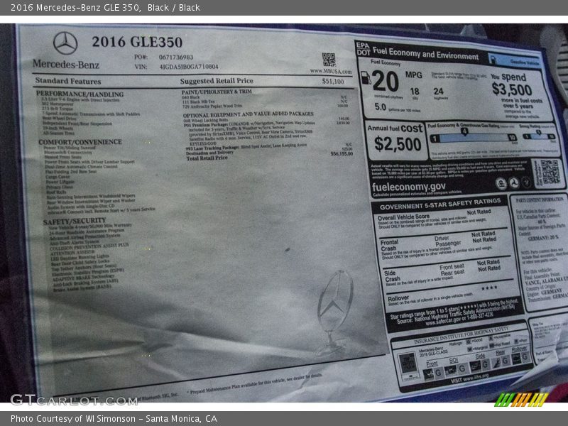 Black / Black 2016 Mercedes-Benz GLE 350