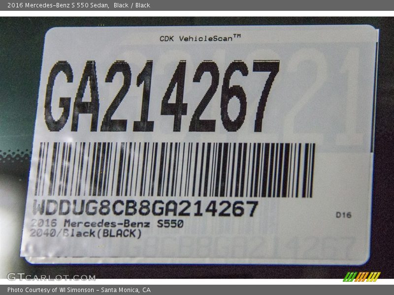 Black / Black 2016 Mercedes-Benz S 550 Sedan