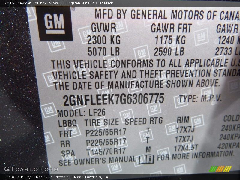 Tungsten Metallic / Jet Black 2016 Chevrolet Equinox LS AWD