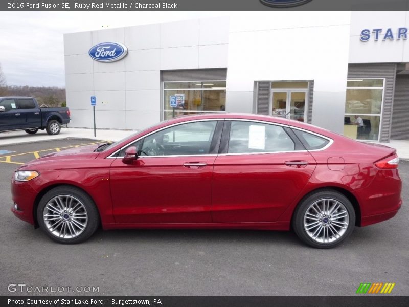 Ruby Red Metallic / Charcoal Black 2016 Ford Fusion SE