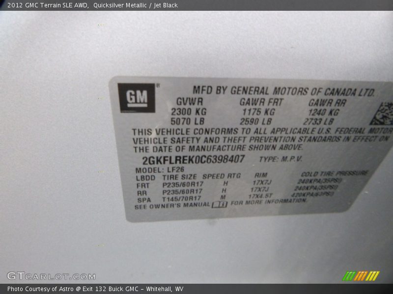 Quicksilver Metallic / Jet Black 2012 GMC Terrain SLE AWD