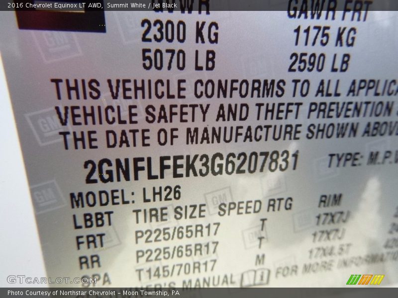 Summit White / Jet Black 2016 Chevrolet Equinox LT AWD