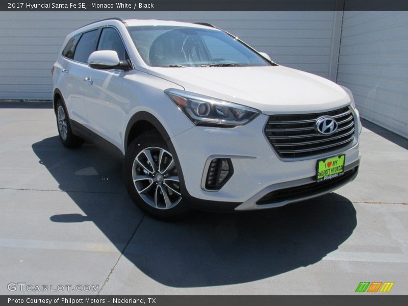 Monaco White / Black 2017 Hyundai Santa Fe SE