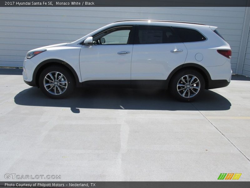 Monaco White / Black 2017 Hyundai Santa Fe SE
