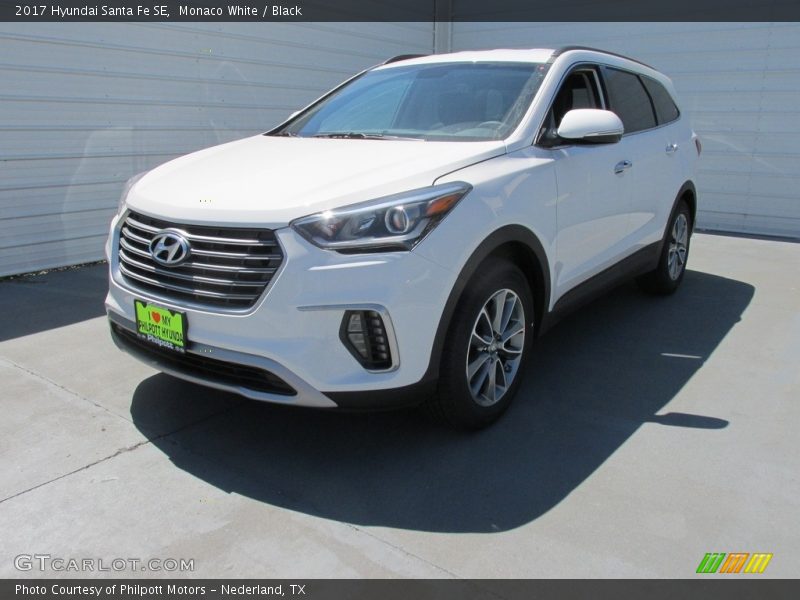 Monaco White / Black 2017 Hyundai Santa Fe SE