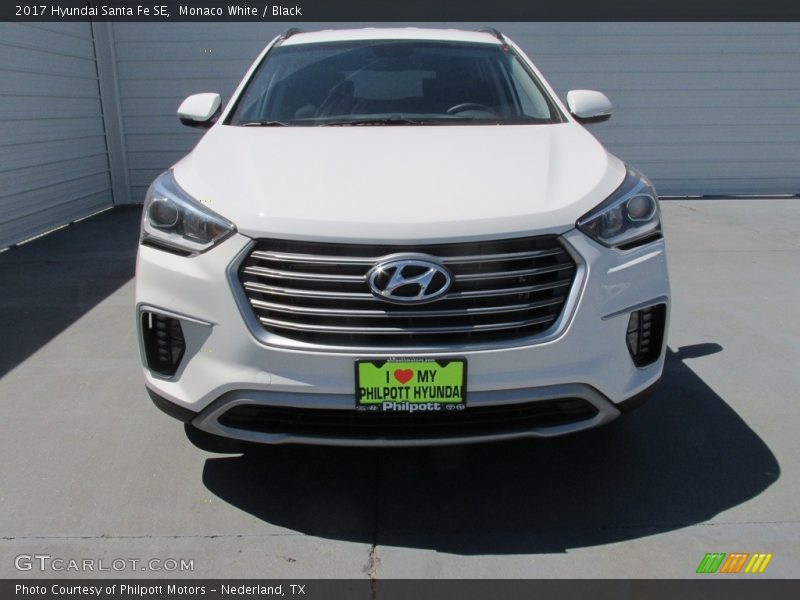 Monaco White / Black 2017 Hyundai Santa Fe SE