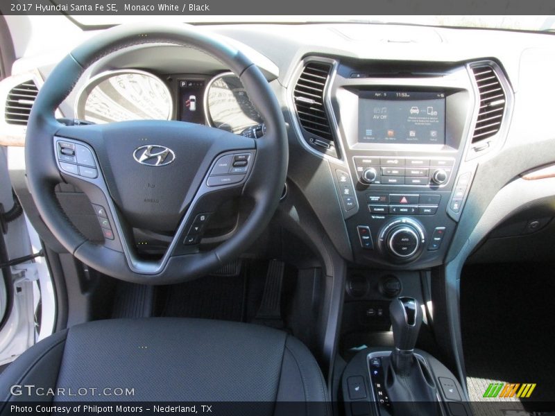 Monaco White / Black 2017 Hyundai Santa Fe SE