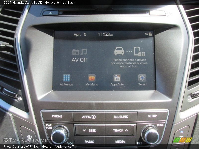 Monaco White / Black 2017 Hyundai Santa Fe SE