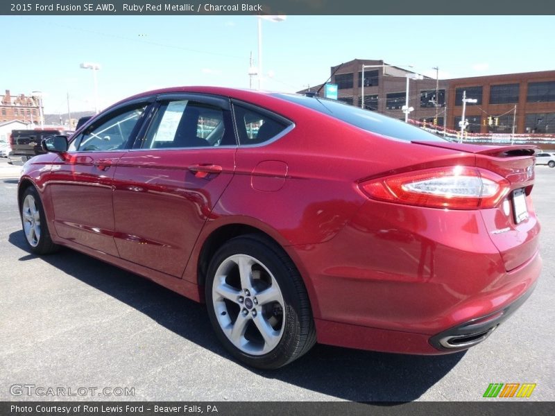 Ruby Red Metallic / Charcoal Black 2015 Ford Fusion SE AWD