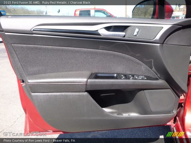 Ruby Red Metallic / Charcoal Black 2015 Ford Fusion SE AWD