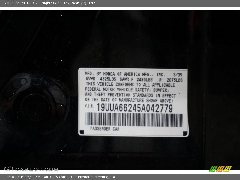 Nighthawk Black Pearl / Quartz 2005 Acura TL 3.2