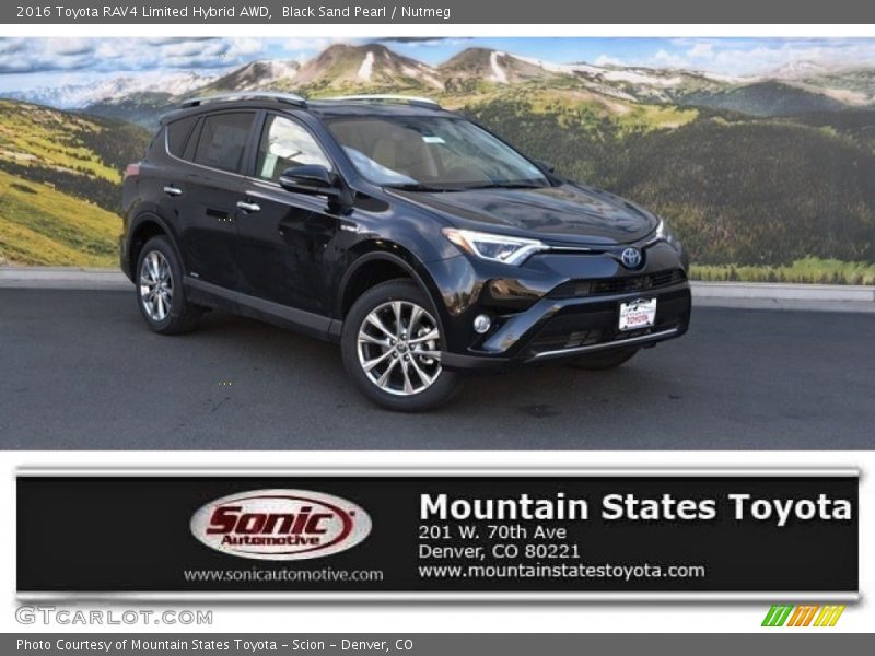Black Sand Pearl / Nutmeg 2016 Toyota RAV4 Limited Hybrid AWD