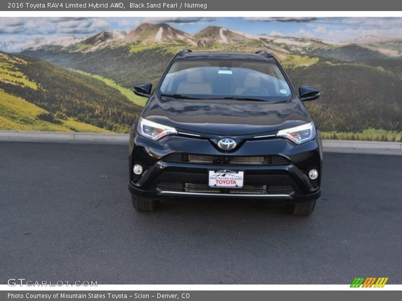 Black Sand Pearl / Nutmeg 2016 Toyota RAV4 Limited Hybrid AWD