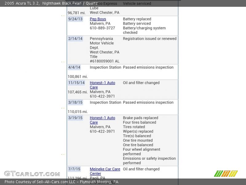 Nighthawk Black Pearl / Quartz 2005 Acura TL 3.2