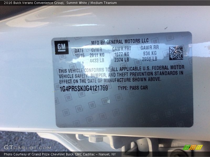 Summit White / Medium Titanium 2016 Buick Verano Convenience Group