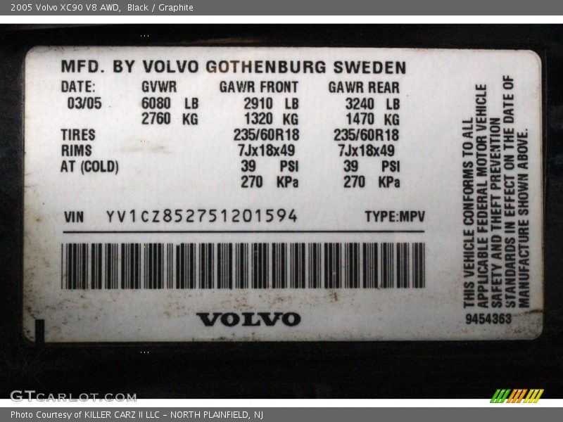 Black / Graphite 2005 Volvo XC90 V8 AWD